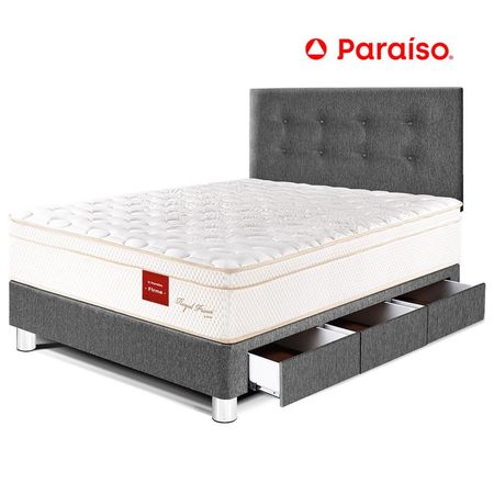 Juego de Dormitorio Paraíso Royal Prince con cajones 1.5 Plazas + 1 almohada viscoelástica
