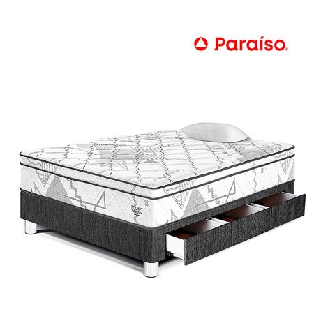 Cama Pocket Advance 1.5 Plazas Con cajones - Charcoal