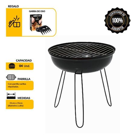 Parrilla Camping Mr. Grill Redonda + Garras de Oso