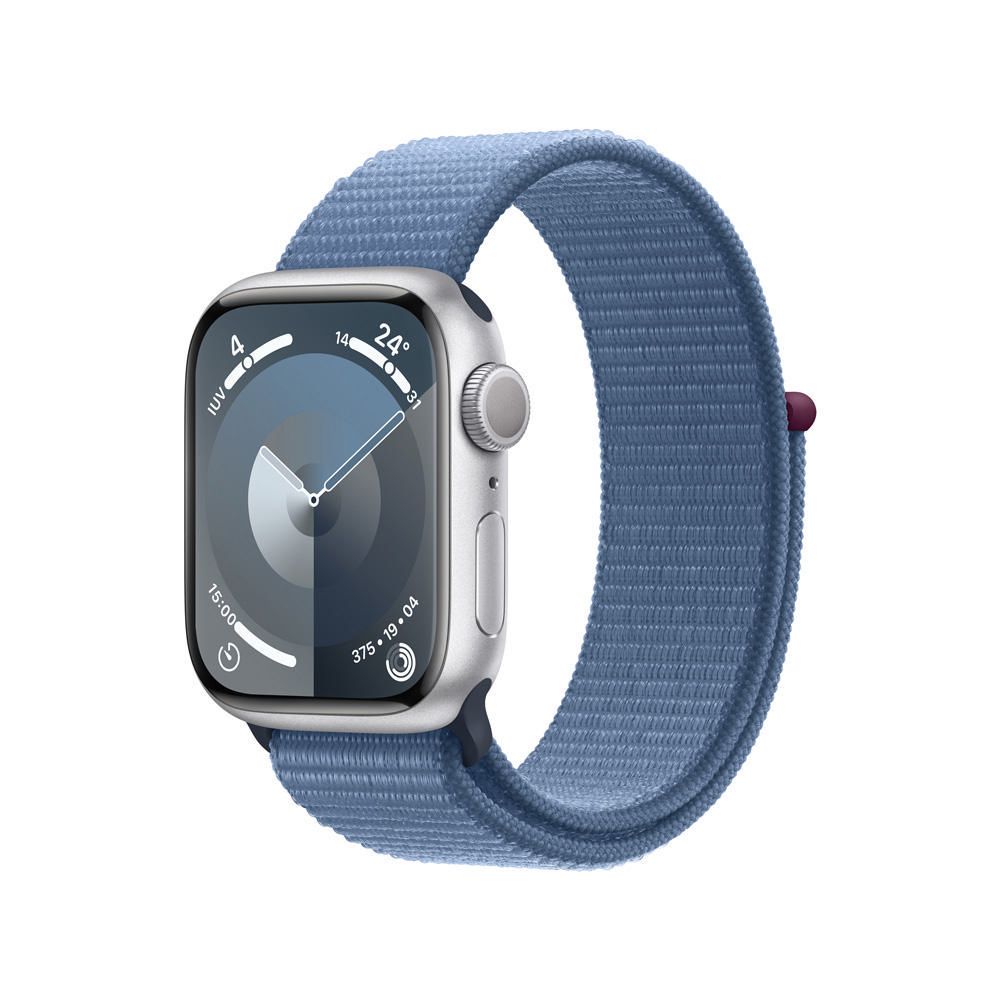 Apple Watch Series 9 GPS - Caja de aluminio plata 41 mm - Correa Loop deportiva azul invierno