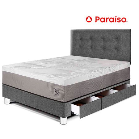 Dormitorio con Cajones Balanzze 1.5 Plazas Gris