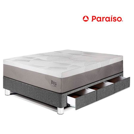 Cama con Cajones Balanzze 1.5 Plazas Gris
