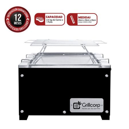 Caja China Mini + Parrilla de Varillas Niqueladas Negro