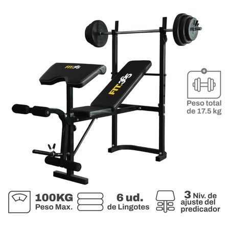 Banca de Ejercicios Fit365 con Pesas OX - 0810
