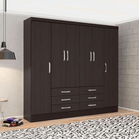 Ropero Monterrey 6 Puertas 6 Cajones Tabaco