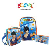 Set Escolar Mochila + Lonchera + Cartuchera Scool Oficio Deluxe Dragon Ball