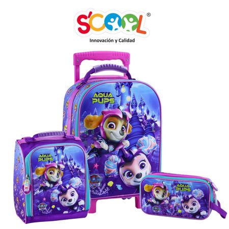 Set Escolar Mochila + Lonchera + Cartuchera Scool 3D Satin Med Paw Patrol M