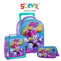 Set Escolar Mochila + Lonchera + Cartuchera Scool 3D Shinny Mediana Paw Patrol M