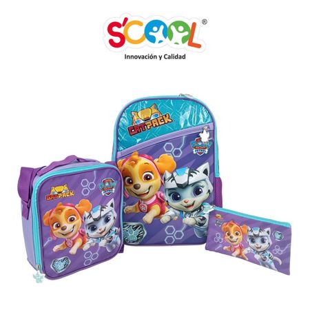 Set Escolar Mochila + Lonchera + Cartuchera Scool Oficio Deluxe Paw Patrol M