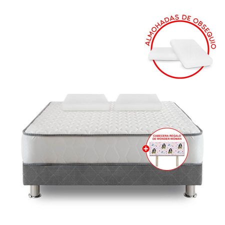 Cama Americana Elegant 2 Plazas + Cabecera Regalo Mujer Maravilla + 2 Almohadas + 1 Protector