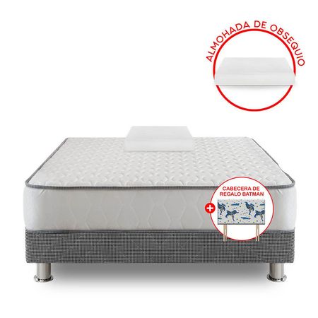 Cama Americana Elegant 1.5 Plazas + Cabecera Regalo Batman + 1 Almohada + 1 Protector