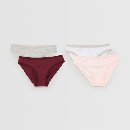 Pack De Calzones X4 Mujer Simple Madison Blanco Talla M