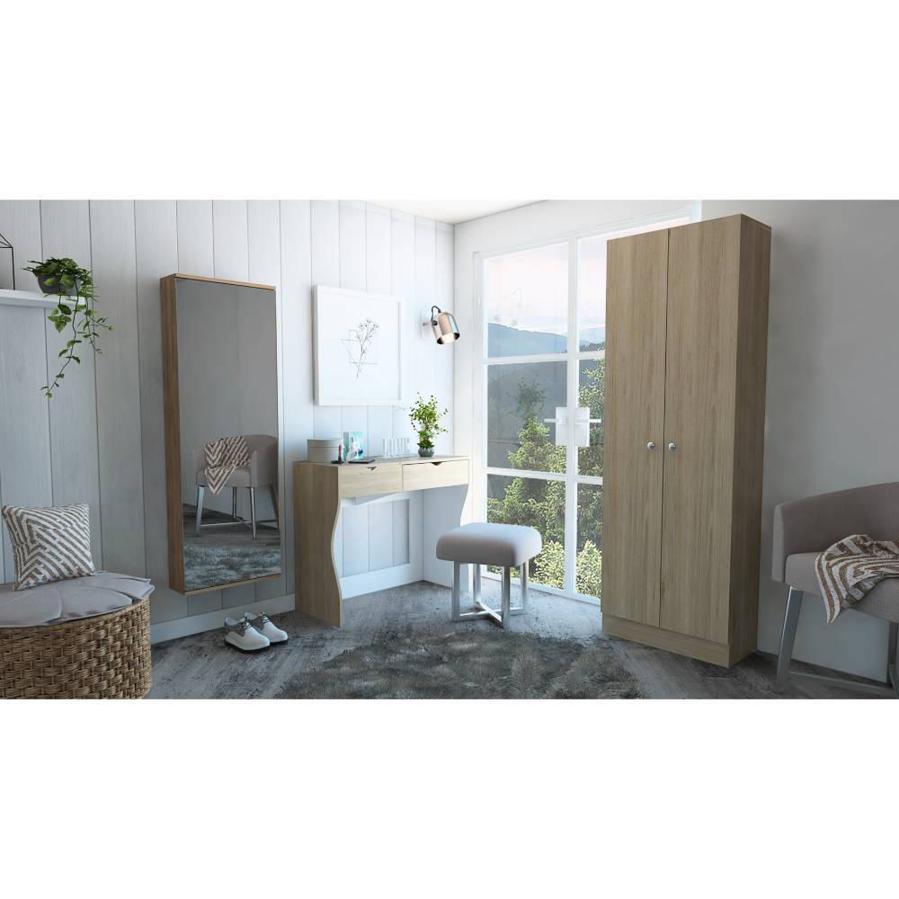 Mueble De Tocador + Zapatero C.Espejo + Closet 2P - Rovere /