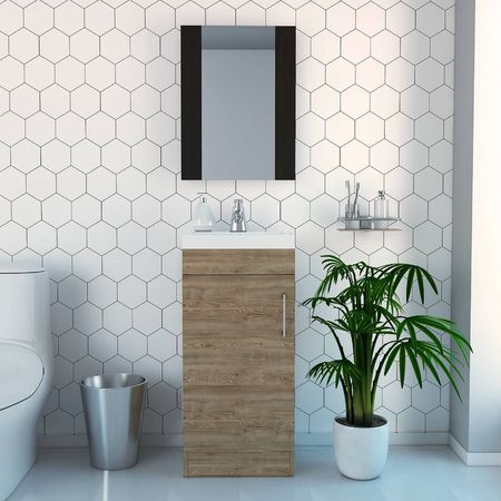 Combo 20 My Bath Espejo + Mueble Lavamanos - Wengue / Miel
