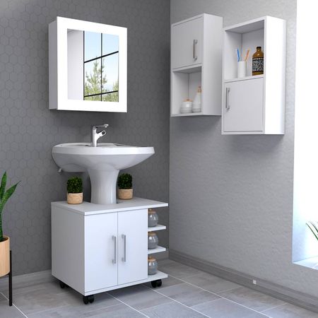 Botiquin Bath 47-B + Optimizadores Lavamanos 55 + Auxiliar X2 - Blanco