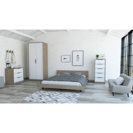 Cama 2 Plazas + Closet 2P + Comoda 5C + Comoda 3C - Miel / Blanco