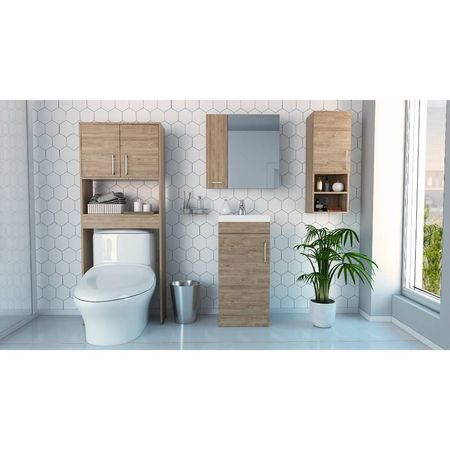 Combo My Bath Botiquin + Mueble Lavamanos + Muro + Optimizador - Miel