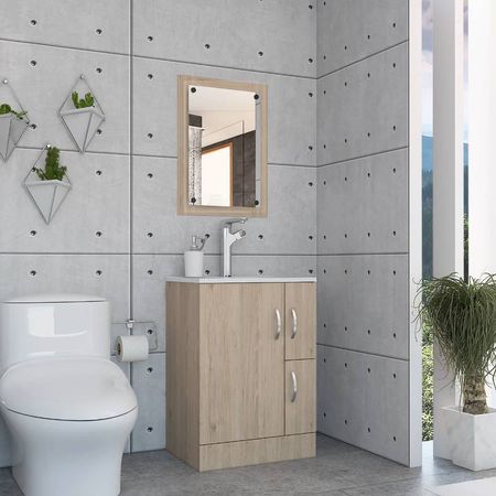 Combo Vanguard - Mueble + Espejo - Rovere / Blanco