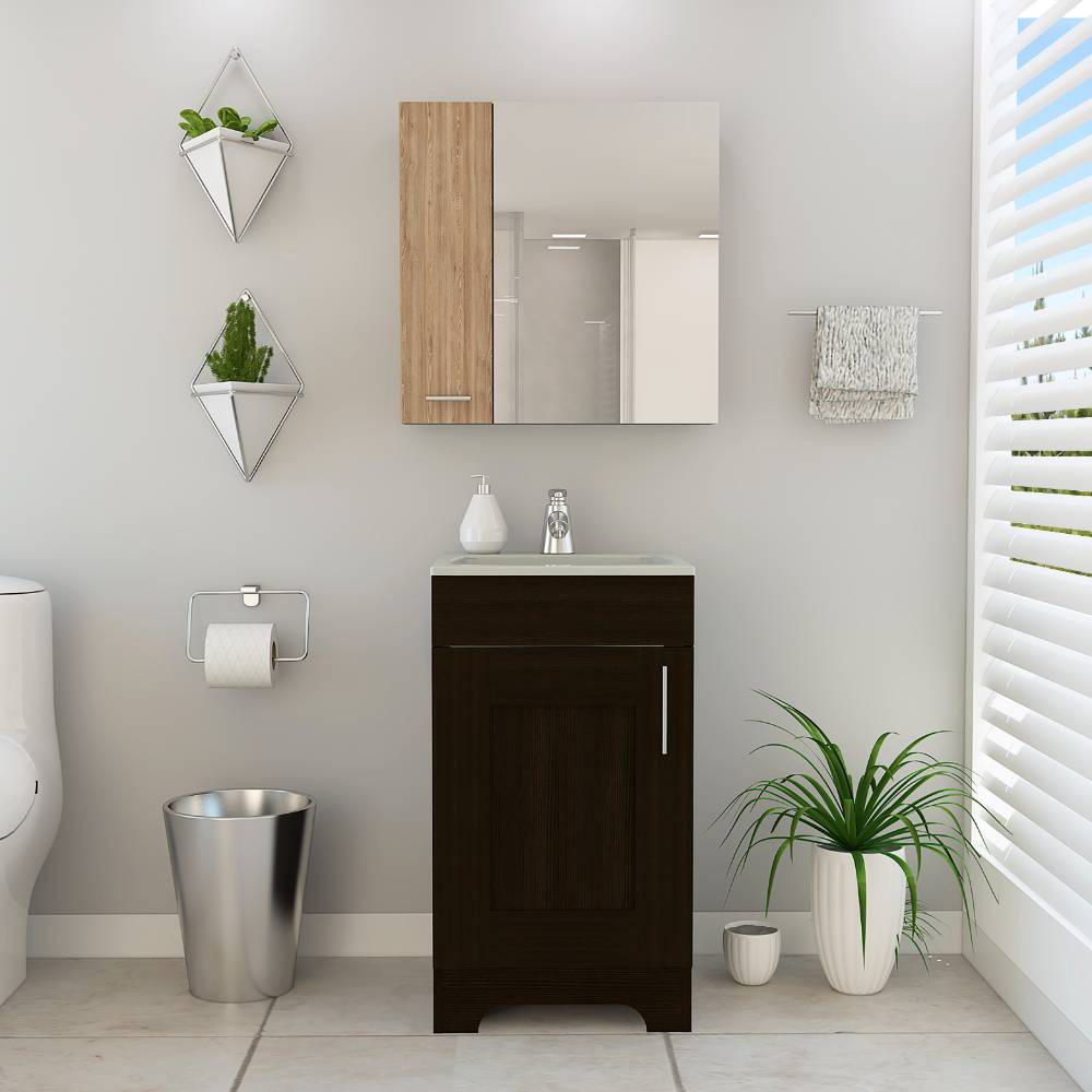 Combo My Bath Botiquin + Mueble Lavamanos - Miel / Wengue