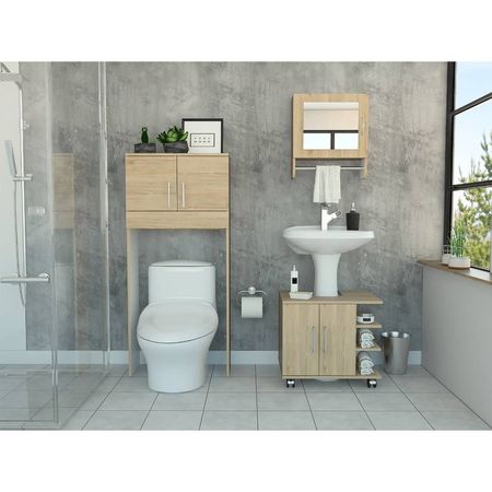 Botiquin + Optimizador Lavamanos + Baño Bath300 -  Rovere / Blanco