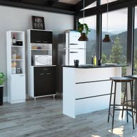 Combo Kitchen 28 Mueble Cocina 60 + Barra De Cocina + Optimizador - Wengue / Blanco