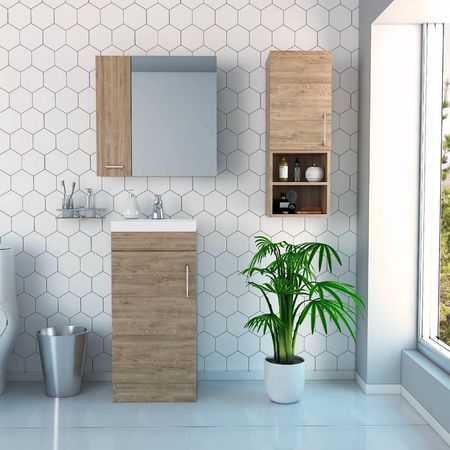 Combo My Bath Botiquin + Mueble Lavamanos + Muro - Miel