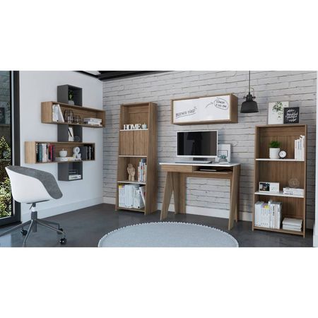 Escritorio + Gabinete + Biblioteca 120 + Biblioteca 160 + Wall 2B Note - Blanco Hg / Miel