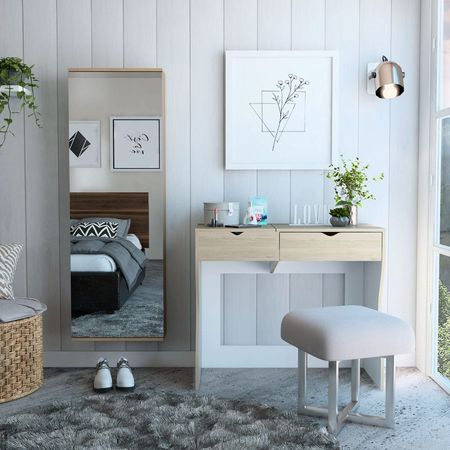 Mueble De Tocador + Zapatero C.Espejo - Rovere / Blanco