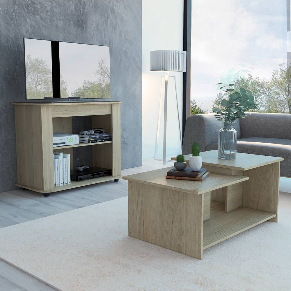 Combo Optimus 3 Rack Tv46 + Mesa De Centro - Rovere