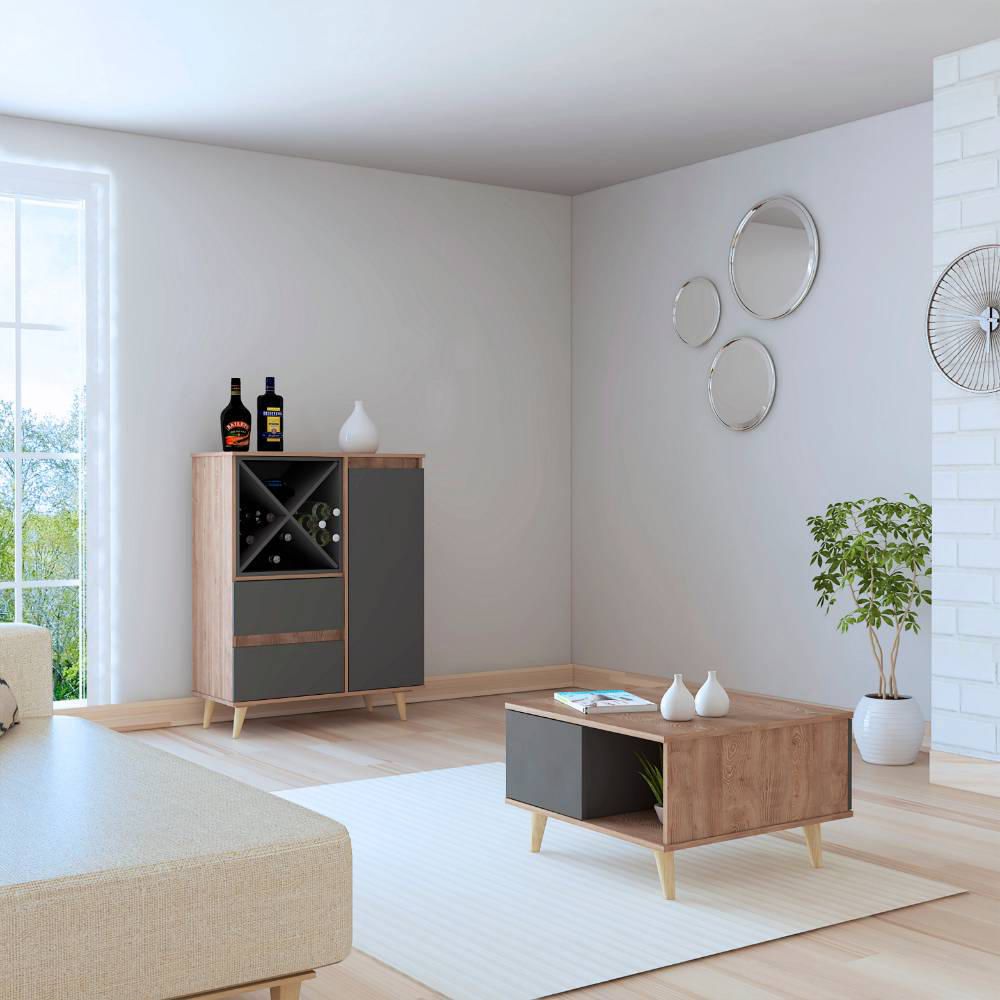 Bar + Mesa Centro Salem - Miel / Plomo