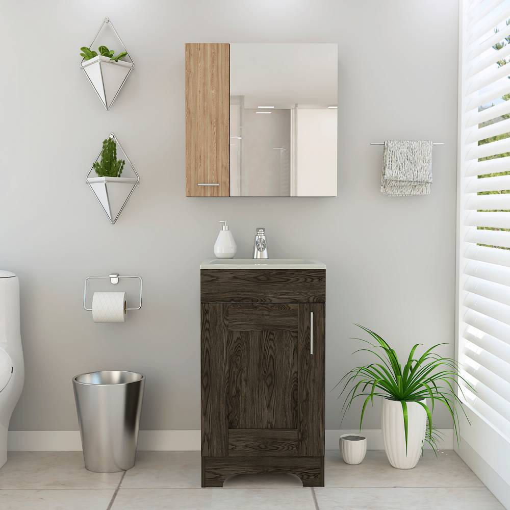 Combo My Bath 10 Botiquín + Mueble Lavamanos - Miel / Coñac