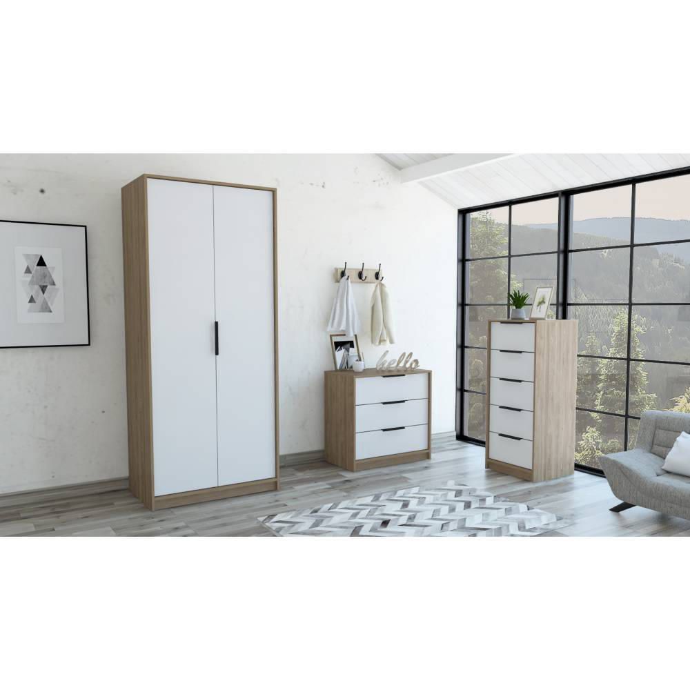 Closet 2 Puertas + Comoda 5 Cajones + Comoda 3 Cajones - Mie