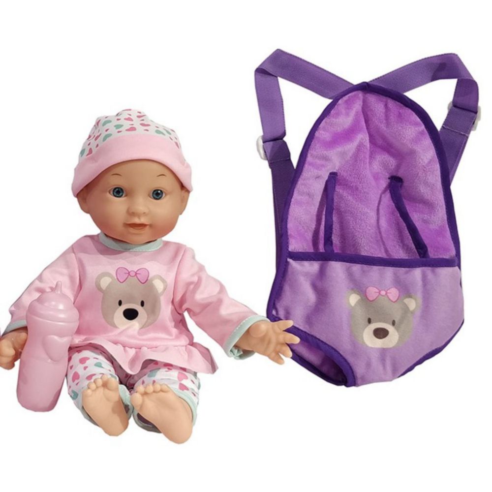 Muñeca Uneeda Samantha Set Con Portabebe Morado