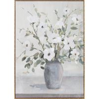 Cuadro Canvas Flores Blancas C/ Gel 50 cm x 70 cm
