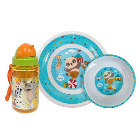 Set Melamine Con Botella Scool 3 Piezas Madagascar