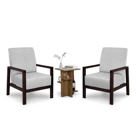 Set 2 Sillas Poltronas Plata+ 1 Mesa De Centro Anton