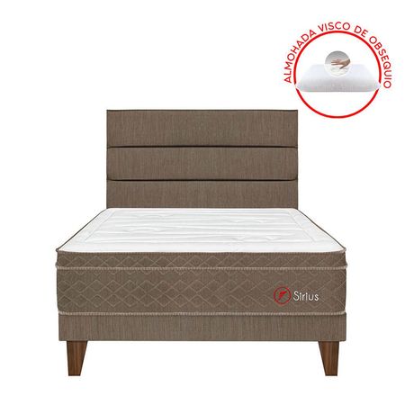 Dormitorio Europeo Sirius 1.5 Plazas Cabecera  Superior Marrón + 1 Almohada + 1 Protector