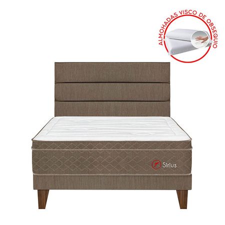 Dormitorio Europeo Sirius King Cabecera Superior Marrón + 2 Almohadas + 1 Protector