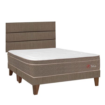 Dormitorio Europeo Sirius Queen Cabecera Superior Marrón + 2 Almohadas + 1 Protector