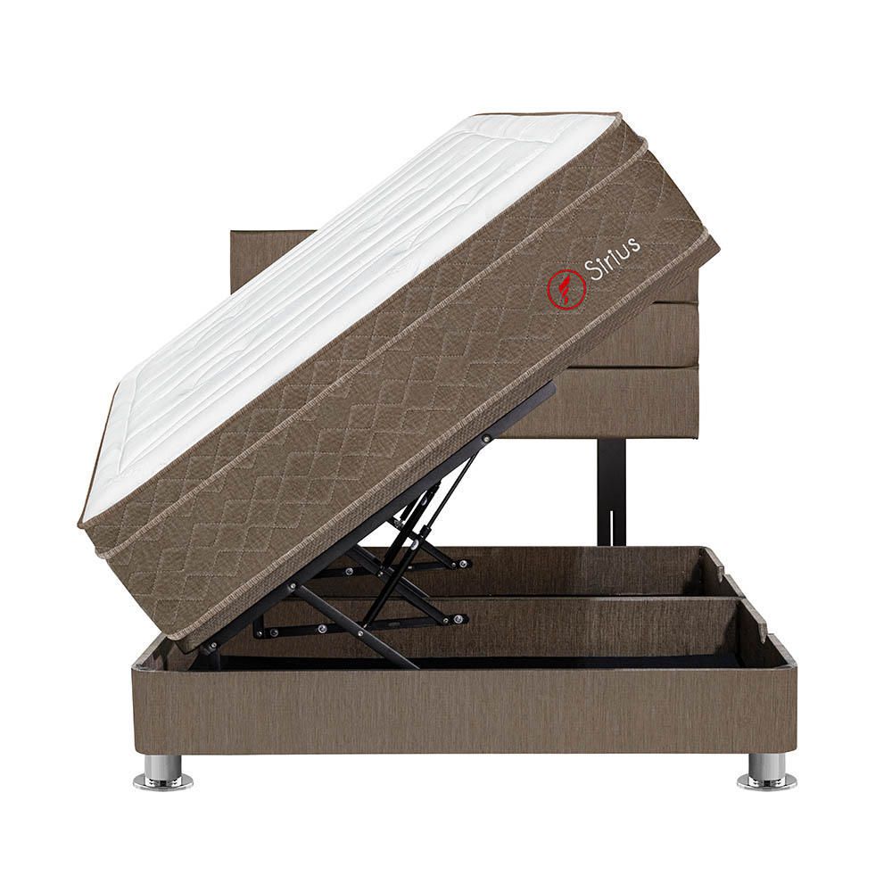 Dormitorio Boxet Marrón Sirius Queen + 2 Almohadas + 1 Protector
