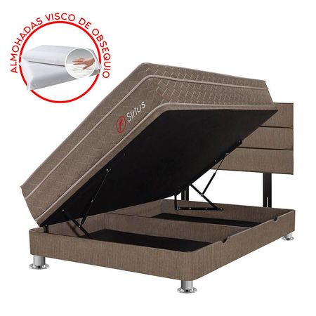 Dormitorio Boxet Marrón Sirius 2 Plazas + 2 Almohadas + 1 Protector