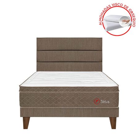 Dormitorio Europeo Sirius 2 Plazas Cabecera Superior Marrón + 2 Almohadas + 1 Protector