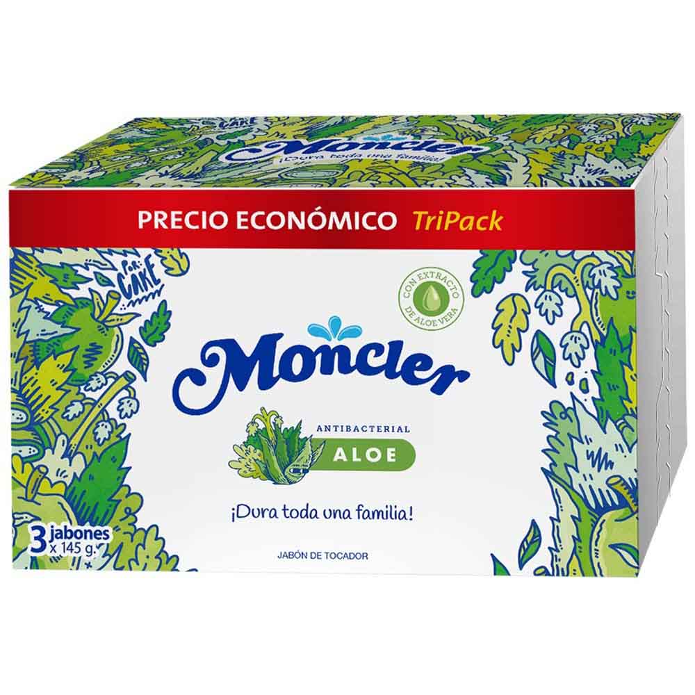 Jabón Antibacterial MONCLER Aloe 145g Caja 3un