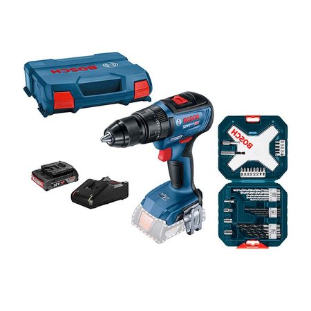 Taladro percutor Gsb 18v-50 + X-line 34 piezas Bosch