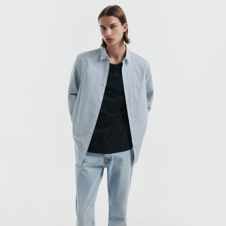 Camisa Oxford Rayas Sfera Hombre Verde XXL