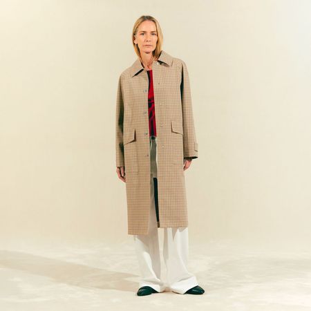 Abrigo Cuadros Sfera Mujer Camel S