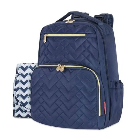 Pañalera + Cambiador Portatil Para Bebe Fisher Price Azul Dfp9001