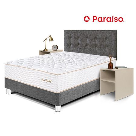 Dormitorio Royal Elizabeth 2 Plazas + Velador Repisa Gris