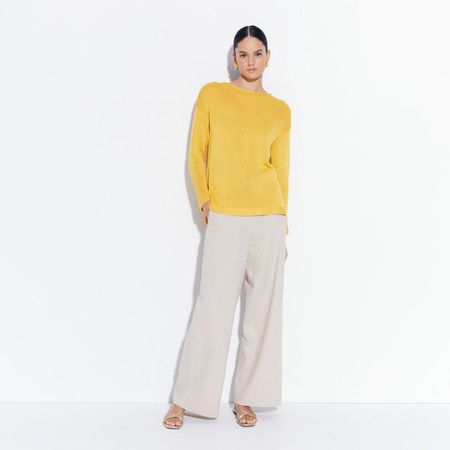 Chompa Liso Sfera Mujer Amarillo Mostaza S