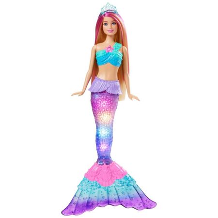 Muñeca Barbie Sirena Luces Brillos  Hdj36